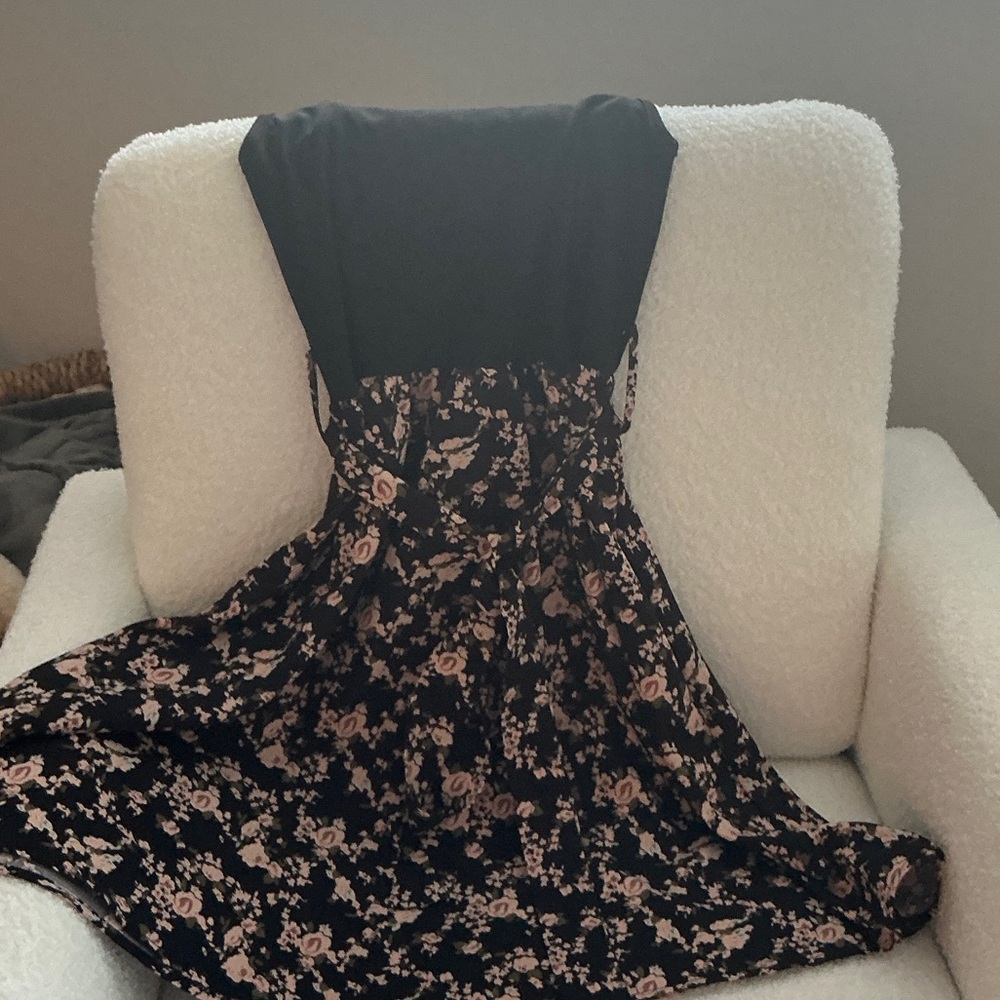 Floral Black and Pink Women's Dress